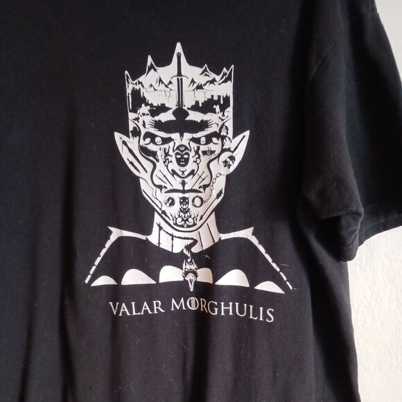 GAME OF THRONES T-shirt Size L BLACK Valar Morghulis Graphic Scary Monster Face - Picture 3 of 5